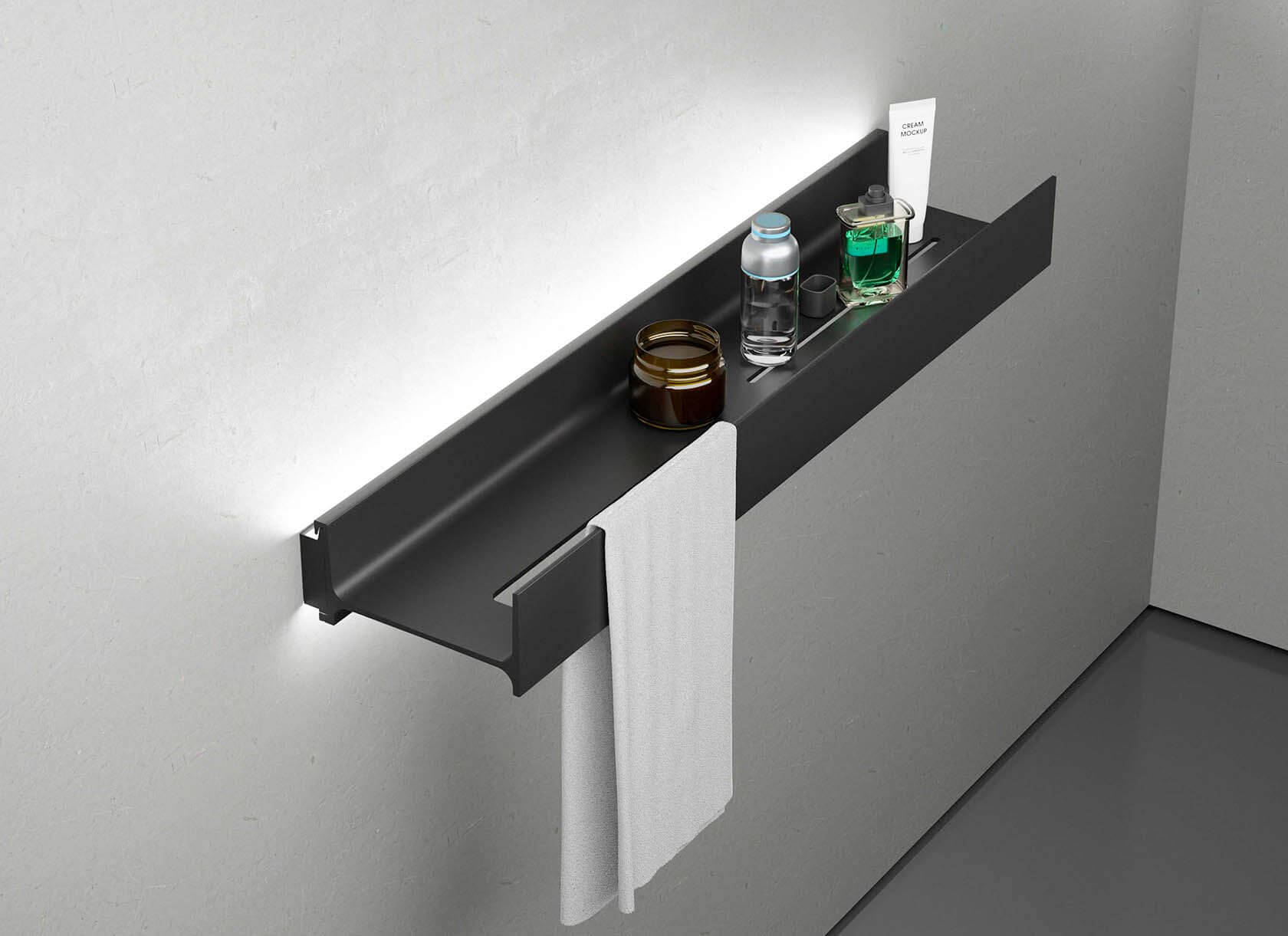 Полка алюминиевая с подсветкой LINEART ALUMO OCB-03-6 черная, 600х120 мм