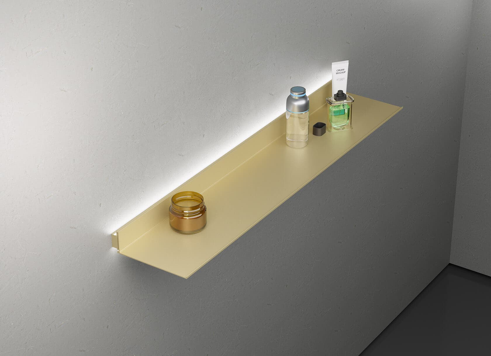 Полка алюминиевая с подсветкой LINEART ALUMO OCB-08-6 золотая, 600х275 мм