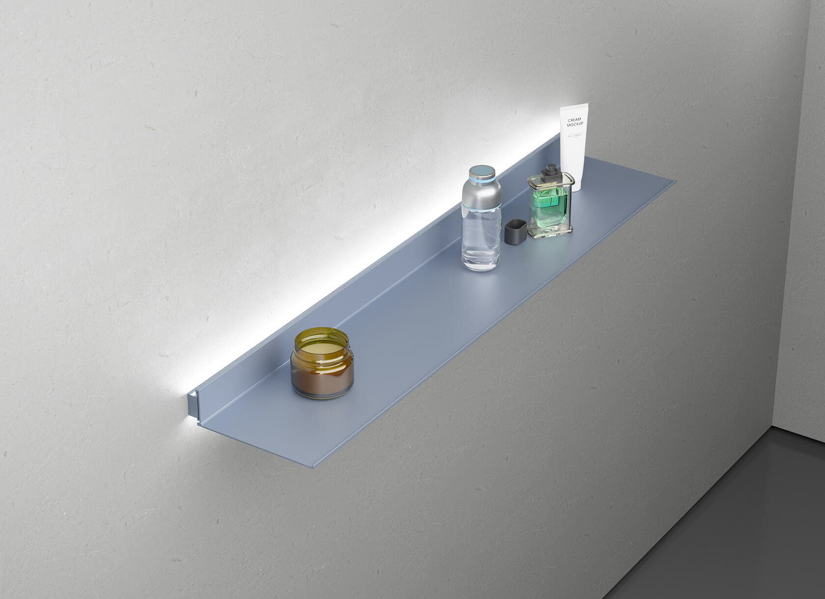 Полка алюминиевая с подсветкой LINEART ALUMO OCB-07S-5 серая, 500х150 мм