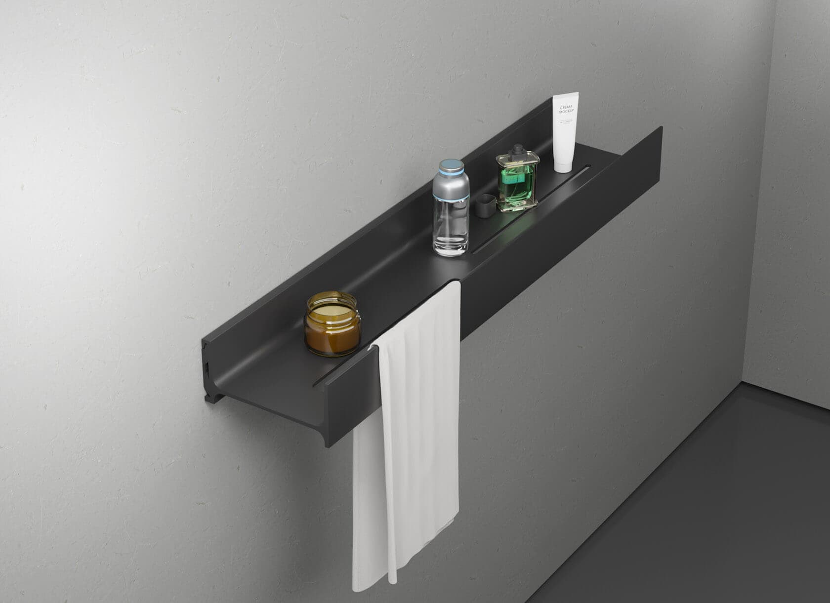 Полка алюминиевая LINEART ALUMO OCB-02-6 черная, 600х120 мм