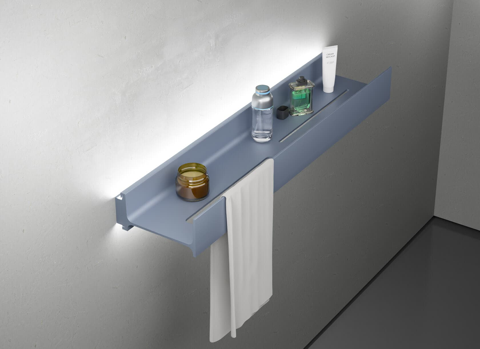 Полка алюминиевая с подсветкой LINEART ALUMO OCB-03-6 серая, 600х120 мм