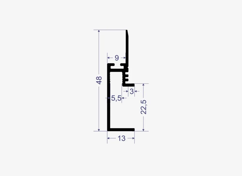 Радиусный теневой плинтус с подсветкой LINEART ALUMO SC 518