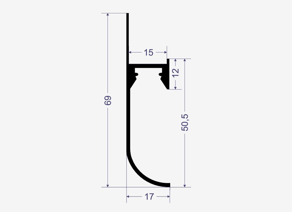 Теневой плинтус с подсветкой LINEART ALUMO SC 7421 черный